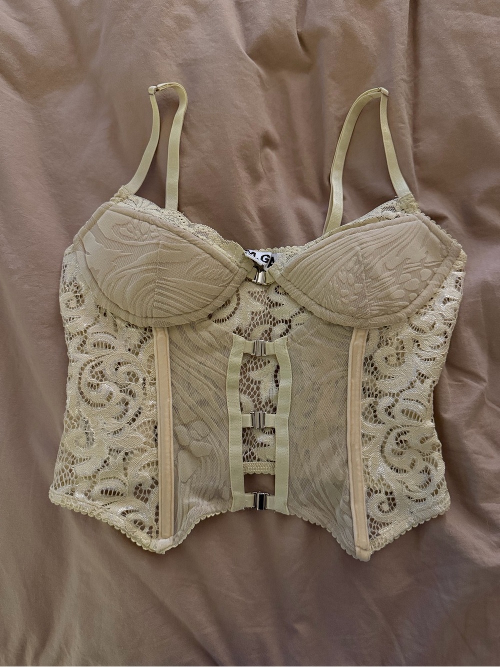 I.AM.GIA Beige Lace Longline Bustier